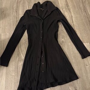 Kendall & Kylie Black Ribbed Long Sleeve Dress